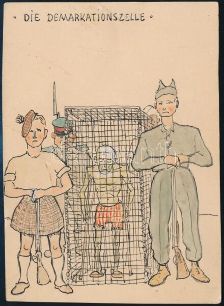 Jelzés nélkül: Die Demarkationszelle, vegyes technika, papír, 14,5×10,5 cm