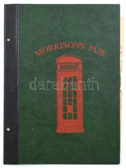 cca 1995 Morissons Pub étlap tartó, benne 3 humoros, erotikus grafika