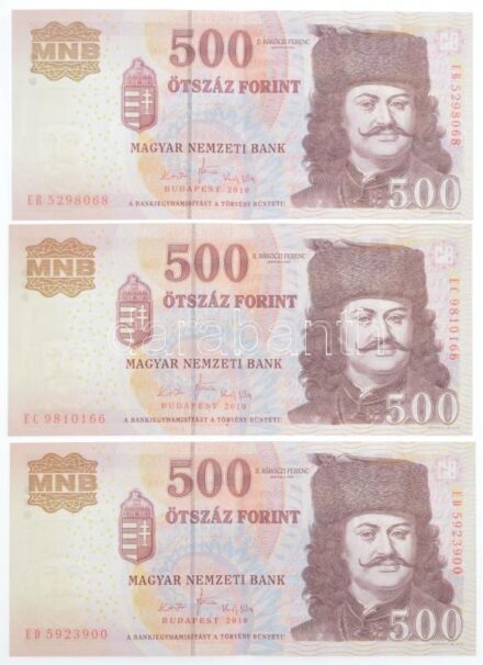 2010. 500Ft 'EB', 'EC', 'ED' T:II,III szép papír