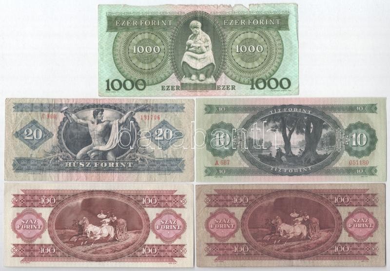 Vegyes 9db-os forint bankjegy tétel, közte 1969. 10Ft 'A 687 051180' T:I-III- - Image 2