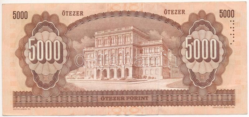 1990. 5000Ft 'H 41204458' T:III Hungary 1990. 5000 Forint 'H 41204458' C:F Adamo F49 - Image 2