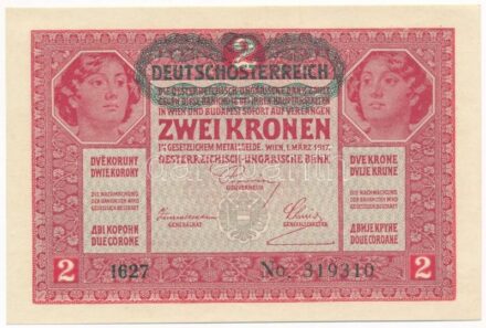 1917. 2K zöld 'DEUTSCHÖSTERREICH' felülbélyegzéssel T:I,I- Adamo K6
