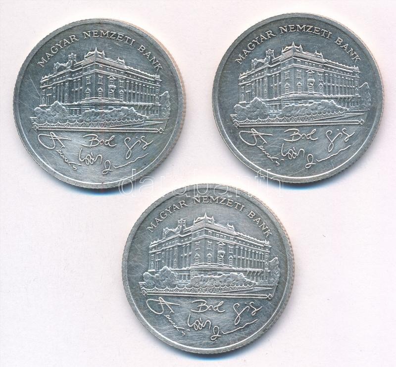 1992. 200Ft Ag 'MNB' (3x) T:1-,2 patina Adamo F13