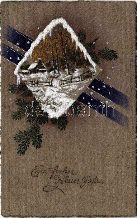 1912 Ein frohes Neues Jahr! / Boldog új évet! Téli táj / New Year, winter