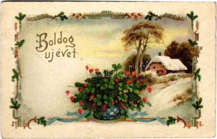 1930 Boldog új évet! / New Year, Art Nouveau, litho (Rb)