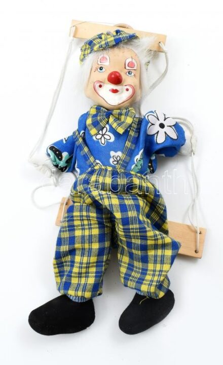 Porcelán fejű bohóc bábu 34 cm