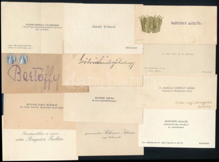 cca 1910-1930 18 db névjegykárya, benne dombornyomott címerekkel is