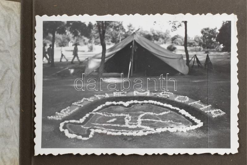 cca 1930 Katonák nyári tábora 18 db fotó kis albumban 6x9 cm