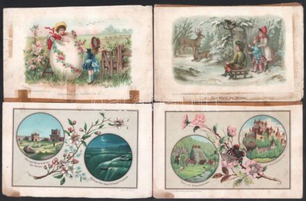 cca 1890-1900 40 db színes litografált gyűjtőkártya, Carl Mayer's Kunstanstalt, Nürnberg, vegyes állapotban, 19,5x12,5 cm