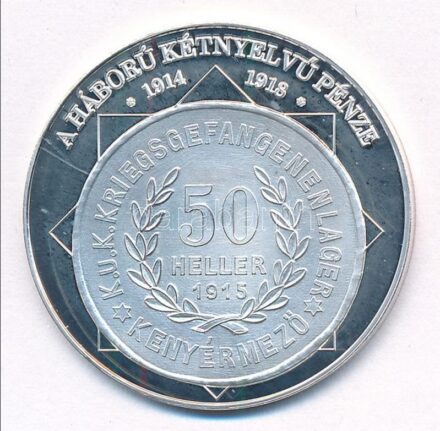 DN 'A magyar nemzet pénzérméi - A háború kétnyelvű pénze 1914-1918' Ag emlékérem, tanúsítvánnyal (10,37g/0.999/35mm) T:PP patina