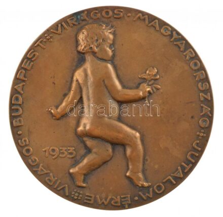 Reményi József (1887-1977) 1933. 'Virágos Budapest virágos Magyarország jutalom érme - 1933' egyoldalas, öntött bronz érem (92mm) T:2 TP.: 2243.