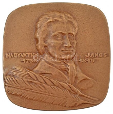 ~1970. 'Nagyváthy János 1755-1819' kétoldalas Br plakett (78x80mm) T:2