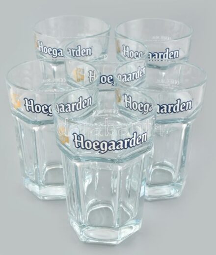 'Hoegaarden' üveg söröskorsó készlet, eredeti dobozában, 6 db, 0,5 l, m: 16 cm