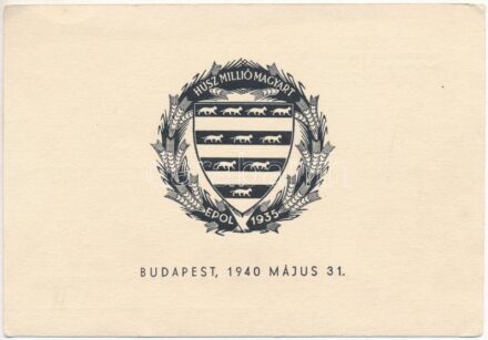 Húsz Millió Magyart EPOL 1935. A budapesti Egészségpolitikai Társaság propaganda reklámlapja / Budapest Health Policy Society's irredenta propaganda postcard (EK)