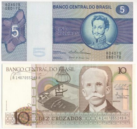 Brazília DN (1974) 5C + 1987. 10C T:I Brazil ND (1974) 5 Cruzeiros + 1987. 10 Cruzados C:UNC Krause P#192c, P# 209