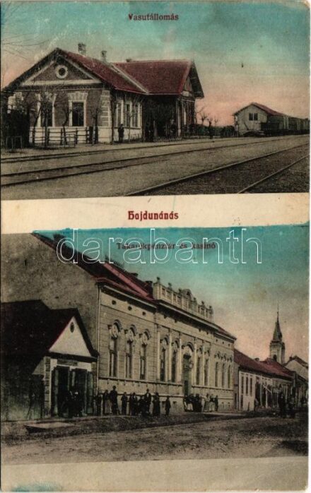 Hajdúnánás, vasútállomás, Takarékpénztár és kaszinó, üzlet