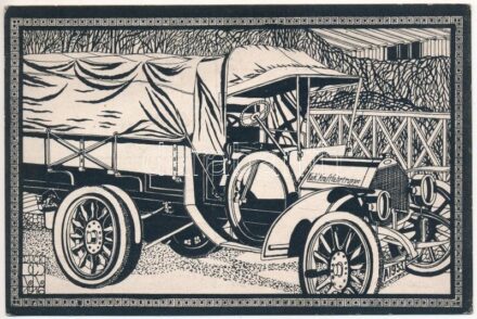 Hadjárat 1914-1916 - Tripolisz Fiát teherkocsi, a csász. és kir. automobilosztag, Kloszterneuburg 16-tól. Richter főhadnagy / K.u.k. Kraftfahrtruppe / WWI Austro-Hungarian military truck of the automobile motor troops. Art Nouveau s: Julius