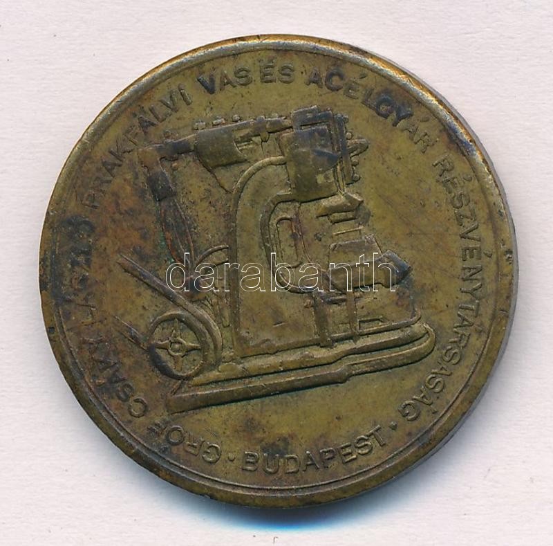 1911. 'Nemzetközi Vas és Gépipari Kiállítás Budapest / Gróf Csáky László Prakfalvi Vas és Acélgyár Részvénytársaság' sárgaréz emlékérem (30mm) T:2- ph.