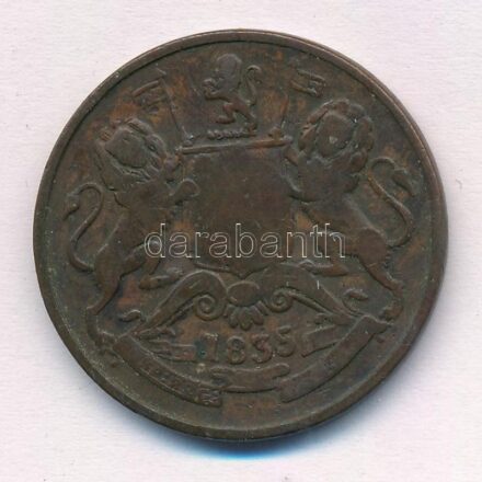 Brit-India / Kelet-Indiai Társaság 1835. 1/2A Cu T:3 British India / East India Company 1835. 1/2 Anna Cu C:F Krause KM#447