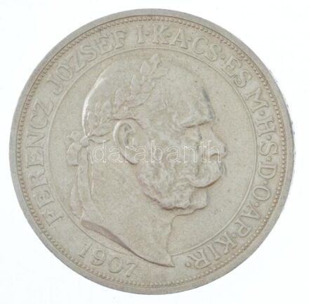 1907KB 5K Ag 'Ferenc József megkoronázásának 40. évfordulója' T:1- kis patina Adamo K7.1