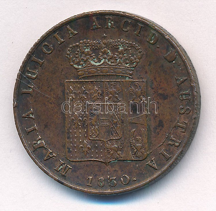 Olasz Államok / Párma 1830. 5c Cu 'Mária Lujza' T:2 patina, ph Italian States / Parma 1830. 5 Centesimi Cu 'Maria Luigia' C:XF patina, edge error Krause C#25