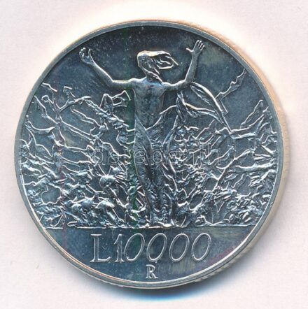Olaszország 2000R 10.000L Ag 'Béke' T:1,1- Italy 2000R 10.000 Lire Ag 'Peace' C:UNC,AU Krause KM#208