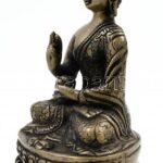 Réz Buddha szobor, jelzett, m: 15 cm - Image 2