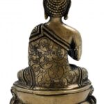 Réz Buddha szobor, jelzett, m: 15 cm - Image 3