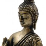 Réz Buddha szobor, jelzett, m: 15 cm - Image 4