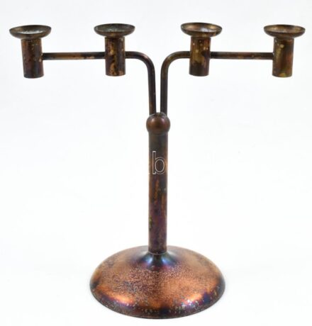 Iparművész gyertyatartó, jelzett, m: 23 cm