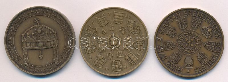 Csucs Viktória (1934-) 1979. 'Magyar Éremgyűjtők Egyesülete 1969-1979' kétoldalas Br emlékérem + Kelemen Kristóf (1922-2001) 1987. 'MÉE / Erzsébet királyné születésének emlékére' Br emlékérem (42,5mm) + Bognár György (1944-) - Image 2