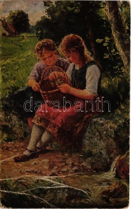 1924 Dorfkinder / Children art postcard s: Robert Völcker (fa)