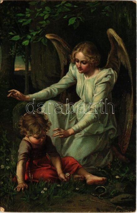 Der hl. Schutzengel / L'Ange Gardien / The Guardian Angel. Marke 'EGMS' Serie R No. 15. s: Prof. Martin Feuerstein (EK)