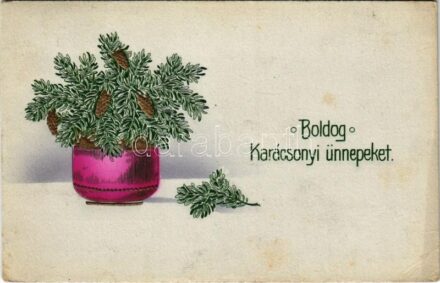 1916 Boldog karácsonyi ünnepeket / Christmas greeting art postcard. Emb. (EK)
