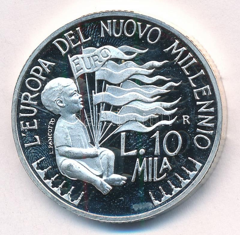 San Marino 1998. 10.000L Ag 'Európa az új évezredben' forgalomba nem került emlékérme T:1- (PP) ujjlenyomat, karc, patina San Marino 1998. 10.000 Lire Ag 'Europe In The New Millennium' non-circulating commemorative coin C:AU (PP)