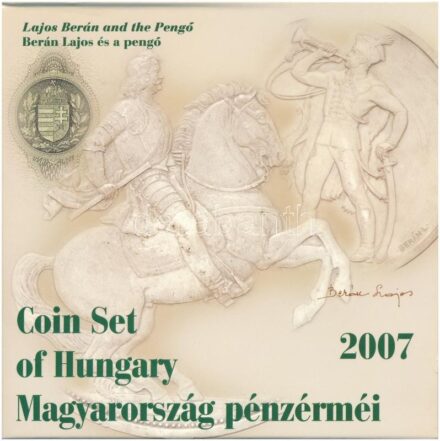 2007. 1Ft-100Ft (8xklf) 'Berán Lajos és a pengő' forgalmi sor, benne 'Berán Lajos és a pengő' Ag emlékérem (10g/0.999/27mm) T:BU Adamo FO41.3