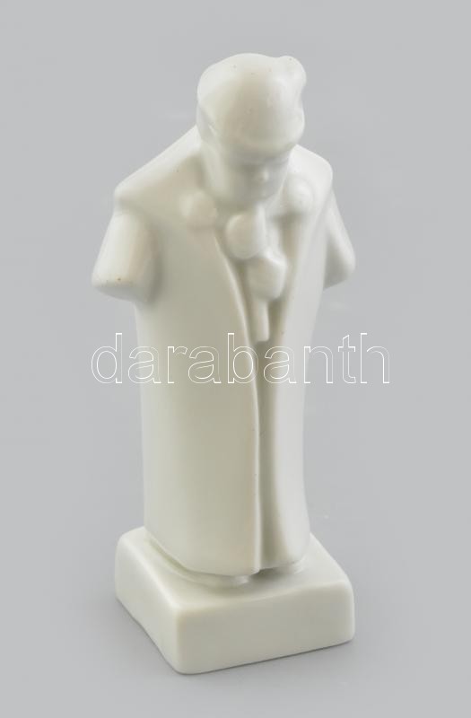 Drasche porcelán juhász, jelzett, fehér mázas, hibátlan, m: 11 cm
