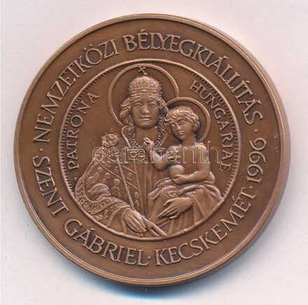 1996. 'Nemzetközi Bélyegkiállítás - Szent Gábriel Kecskemét 1996. / Szent Gábriel Világszövetség X. Kongresszusa' Br emlékérem (42,5mm) T:1-