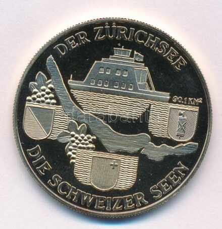 Svájc DN 'A Zürichi-tó - A svájci tavak / Helvetia' aranyozott Cu-Ni emlékérem T:PP Switzerland ND 'Lake Zurich - The Swiss Lakes / Helvetia' gilt Cu-Ni medallion C:PP