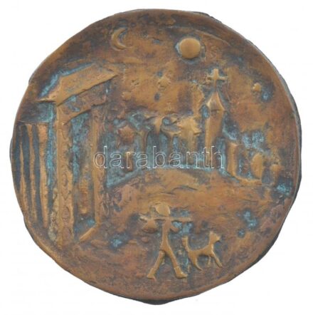 DN 'Székely falusi jelenet' egyoldalas Br emlékérem (77mm) T:2 patina