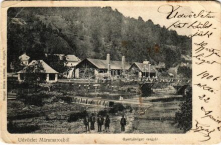 1906 Gyertyánliget, Polyana-Gyertyánliget, Kabola Polyána, Kabolapojána, Kobyletska Poliana (Máramaros); vasgyár. Berger Miksa kiadása / iron works, factory (EB)