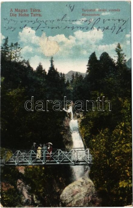 1917 Tátra, Magas-Tátra, Vysoké Tatry; Tarpataki óriási vízesés / Kohlbach Riesen Wasserfall / waterfall (EK)