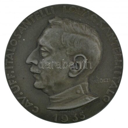 Dabóczi Mihály (1905-1980) 1948. 'Lovag Santelli Italo 1935' Zn emlékérem, hátoldalán 'GANZ T.E. 1948' gravírozással (50mm) T:1-