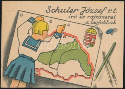 cca 1920-1940 Schuler József Rt. író és rajzszerei a legjobbak. 'A világon a legjobb magyar ceruza, a Schuler-féle 'Nem, nem soha!' Bp., Rigler Rt., 4 sztl. lev.