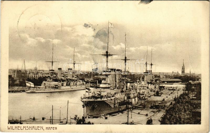 1914 Wilhelmshaven, Hafen / port, battleship (EK)