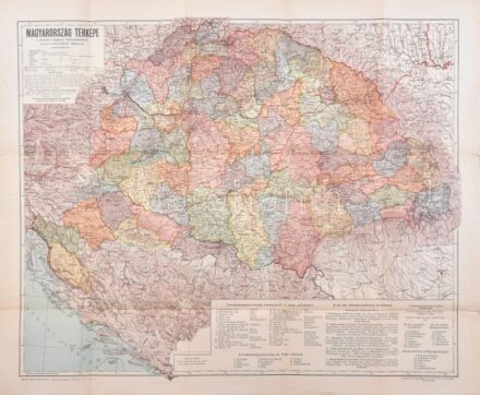 cca 1920-1930 Magyarország térképe a trianoni határok feltüntetésével. Terv.: Kogutowicz Károly. 1 : 1.500.000. Bp., Magyar Földrajzi Intézet Rt. 72x46cm