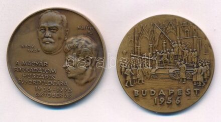 1966. 'Hazádnak rendületlenül légy híve ó magyar - Numismatica Hungarica / Budapest 1956' kétoldalas bronz emlékérem (38,5mm) + 1976. 'A Magyar Forradalom huszadik évfordulójára - Nagy Imre, Maléter Pál / In honour to the Hungarian