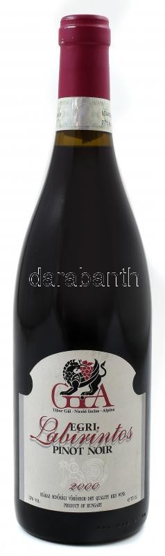 2000 GIA (Gál Tibor) Egri Labirintos Pinot Noir, bontatlan palack száraz vörösbor, szakszerűen tárolt, 13%, 0.75l