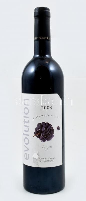 2003 Vylan Villányi Evolution, Cabernet Franc, Cabernet Sauvignon, Portugieser, Merlot, Zweigelt házasítás, bontatlan palack száraz vörösbor, szakszerűen tárolt, 14%, kissé sérült címkével, 0.75l