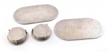 2 db fém tálca, 2x6 db alátéttel. Tálca 30x17 cm